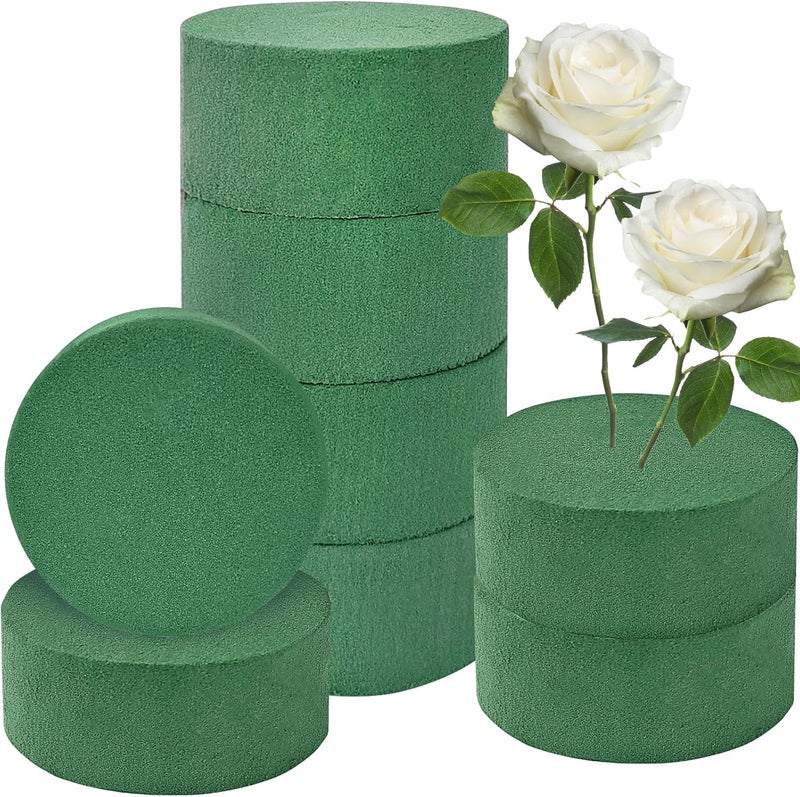 OJYUDD 8 PCS Round Floral Foam,Green Wet Dry Flower Foam,Florist Plant Foam Block for Wedding,Artificial Aisle Flowers,Party Decoration,Fresh Flowers Arrangements - Image 1